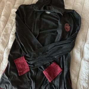 Black and Red Hooded Cardigan with OU Logo